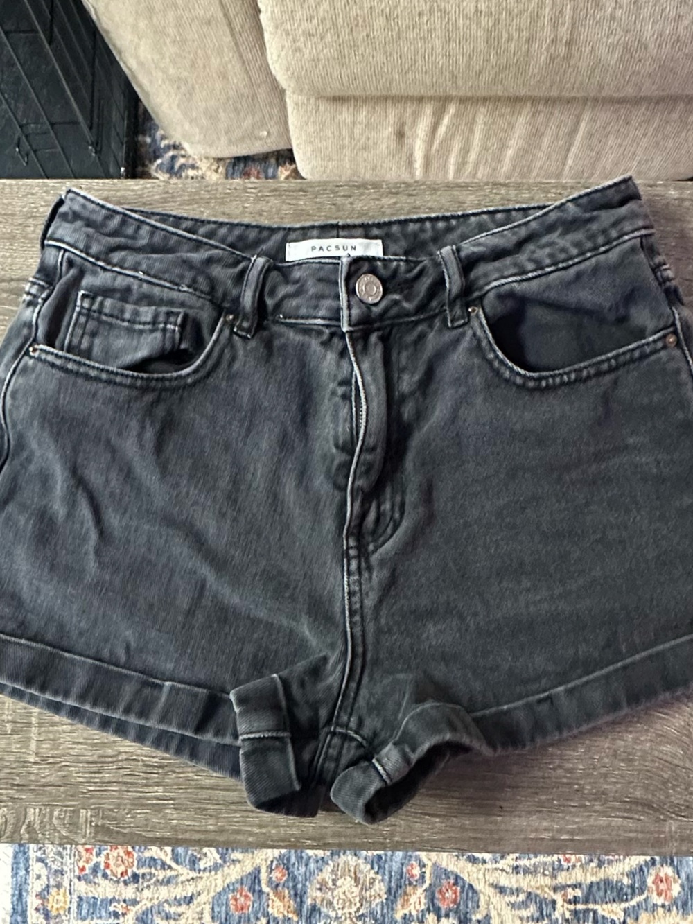 PacSun Washed Black Mom Denim Shorts